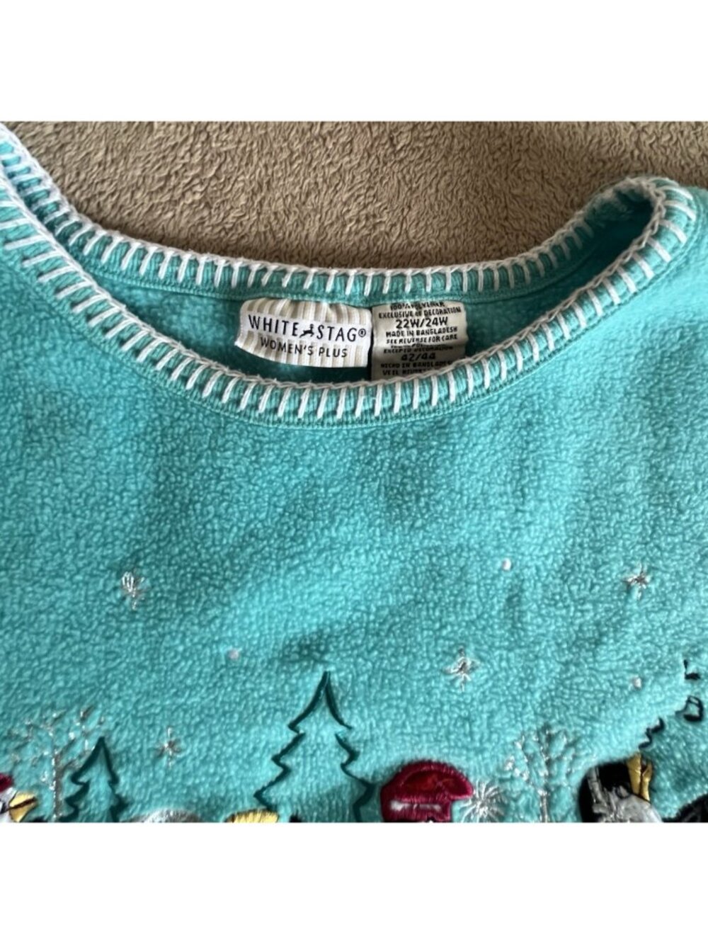 White Stag Polar Fleece Winter Penguins Top 22W 24W Blue - Picture 3 of 16
